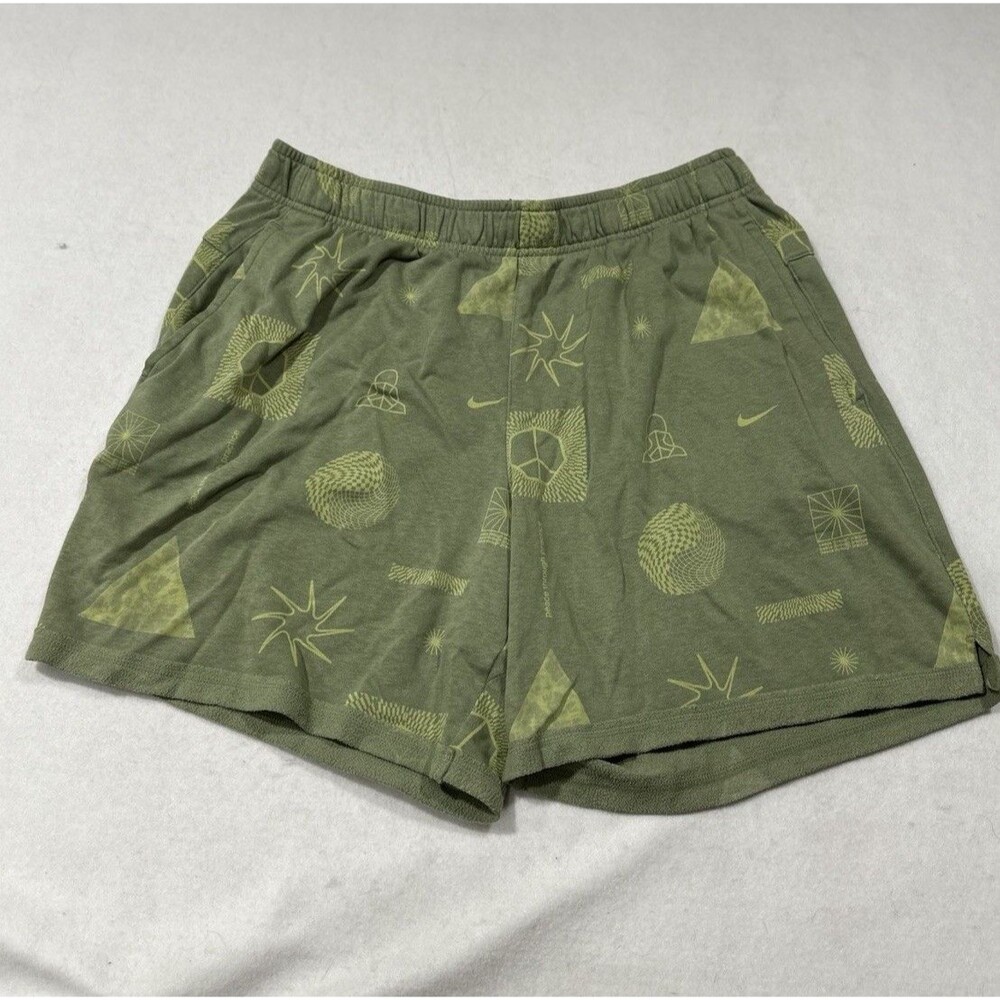 Nike Shorts Mens XLarge Green Yoga Sweat Shorts Drawstring Athletic Geometric XL